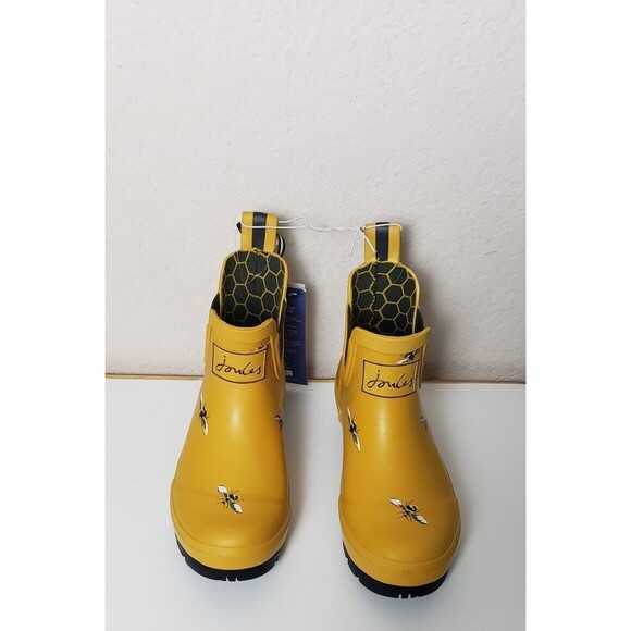 Joules Wellibob Ankle Rain Boots Yellow Bumble Bees US 5 EU 36 UK 3 Outdoor NWT - Picture 1 of 8